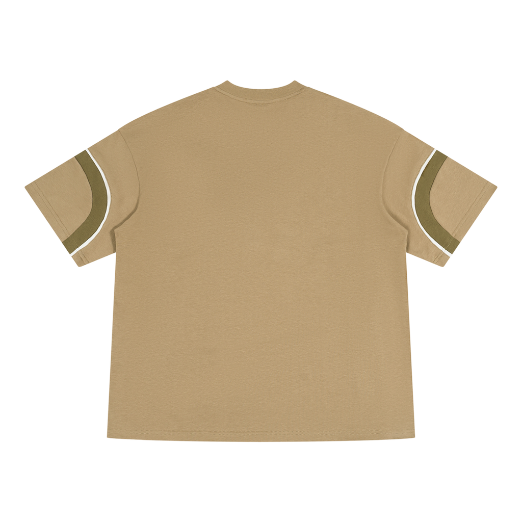 Color Block V-Neck T-Shirt Sand/Evergreen