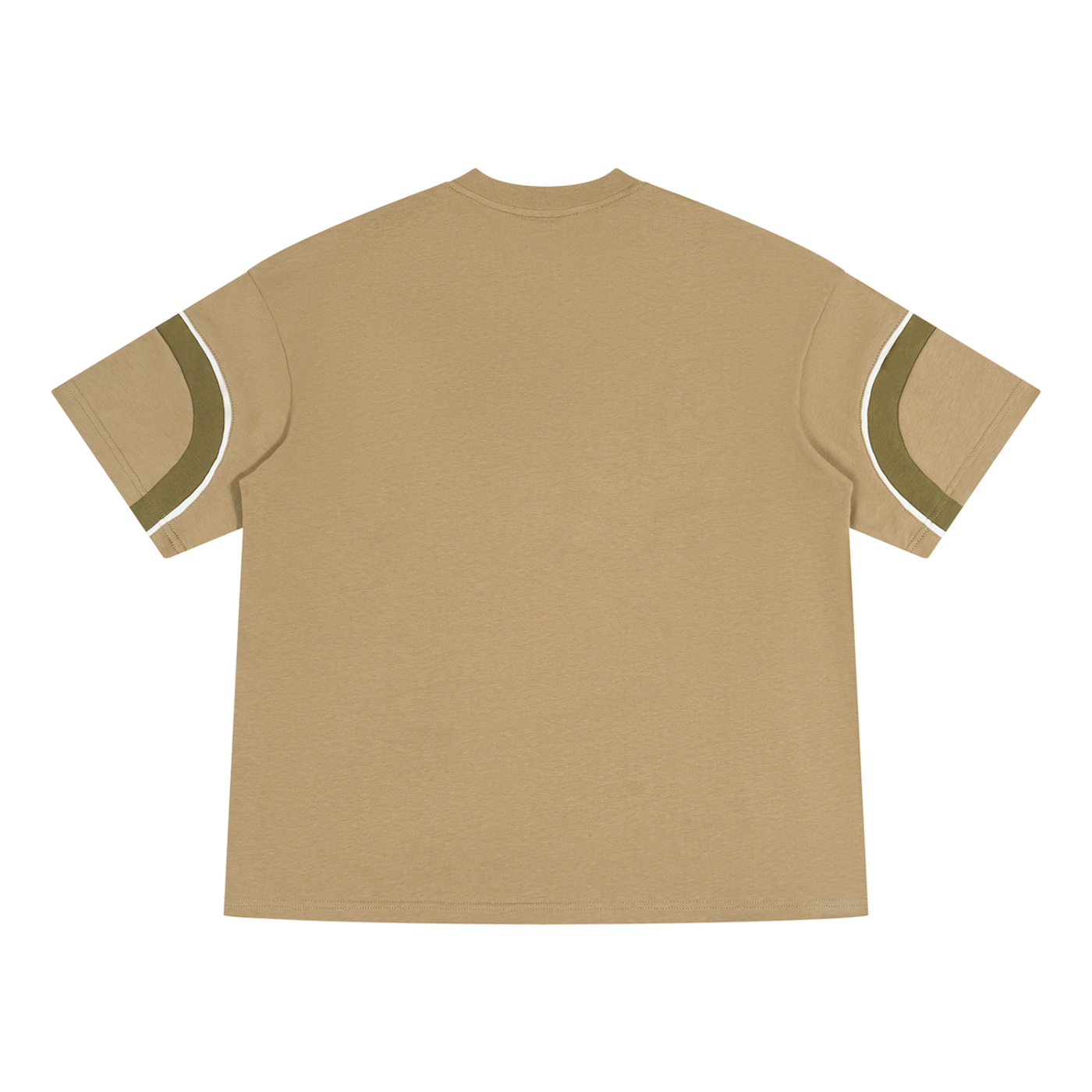 Color Block V-Neck T-Shirt Sand/Evergreen