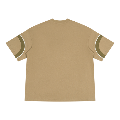 Color Block V-Neck T-Shirt Sand/Evergreen