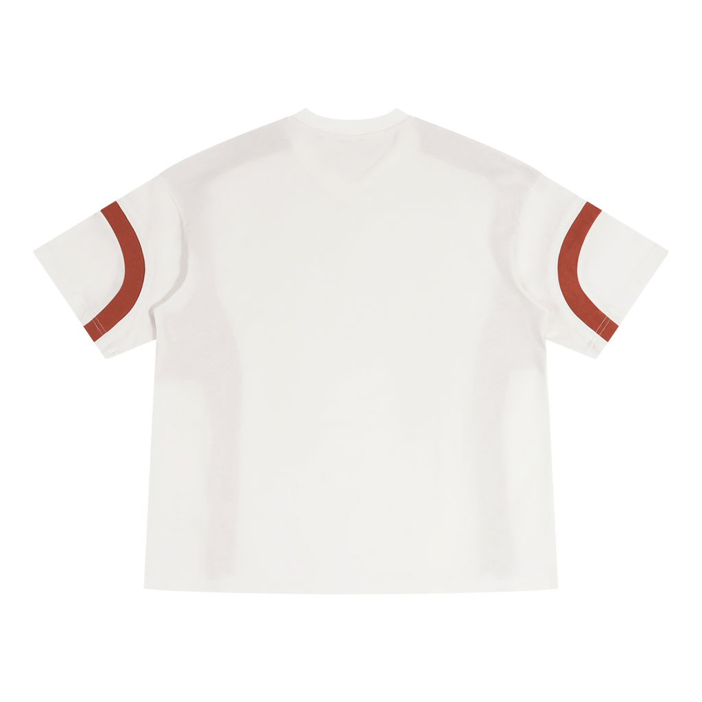 Color Block V-Neck T-Shirt White/Crimson