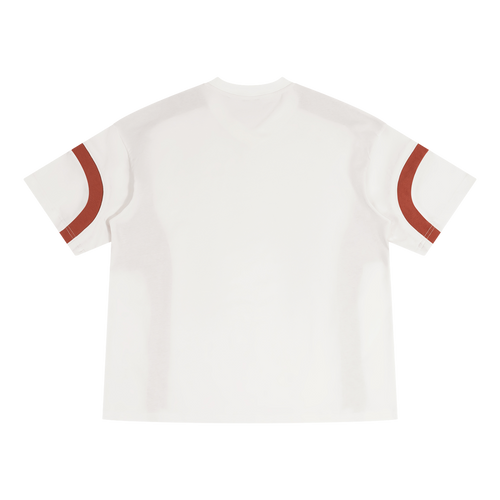 Color Block V-Neck T-Shirt White/Crimson