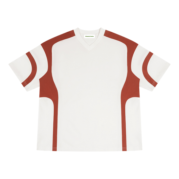 Color Block V-Neck T-Shirt White/Crimson