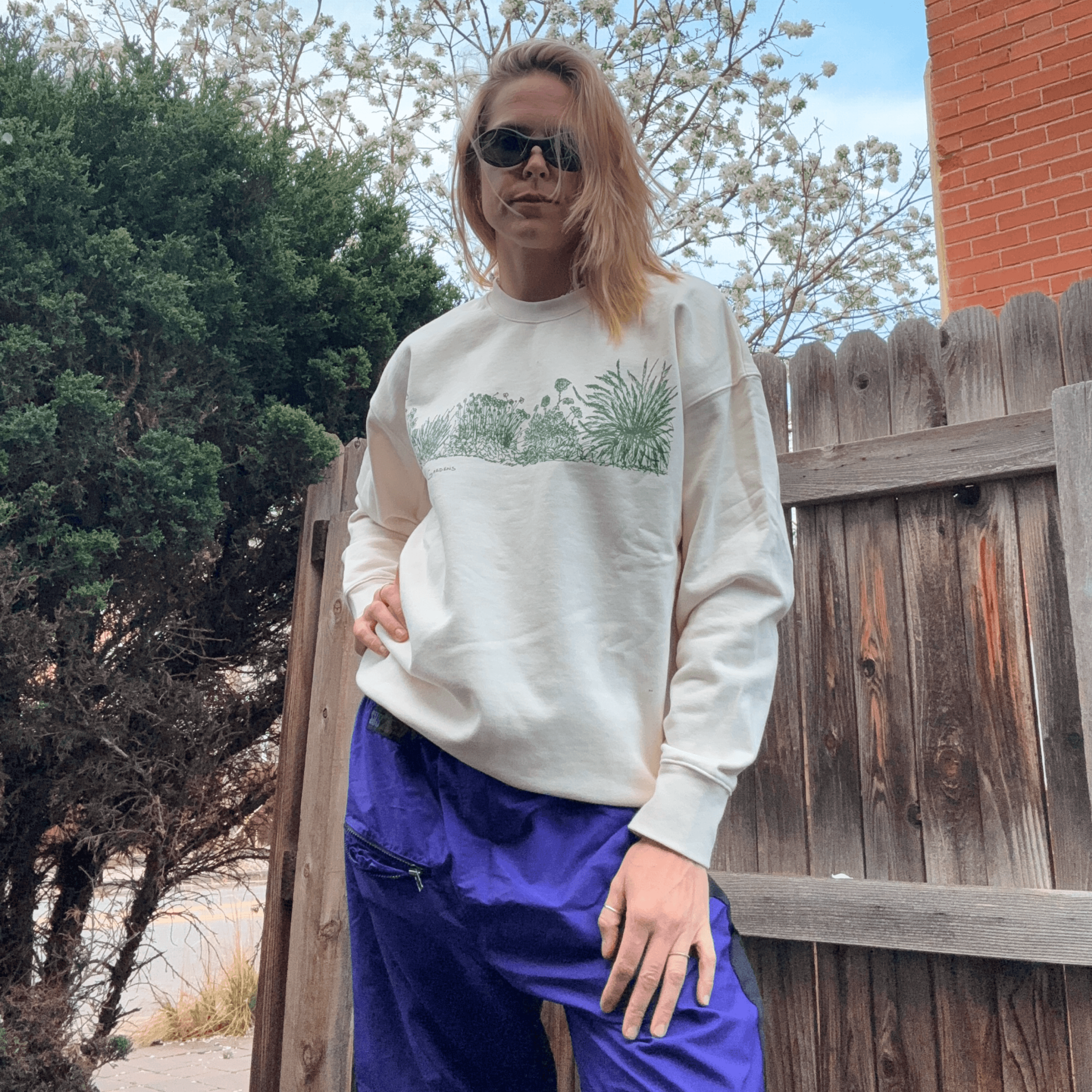 Garden Scene Heavyweight Cotton Sweatshirt