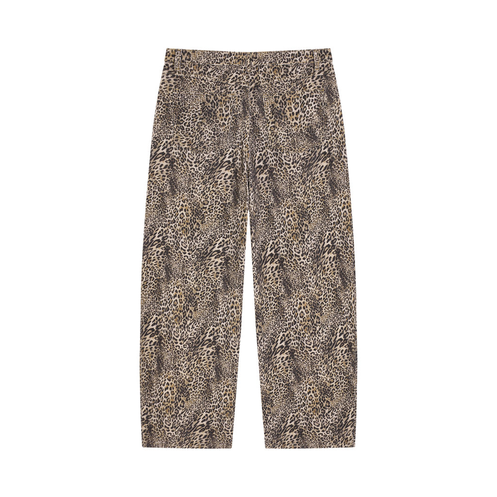 Vintage Wash Leopard Wide Leg Jeans