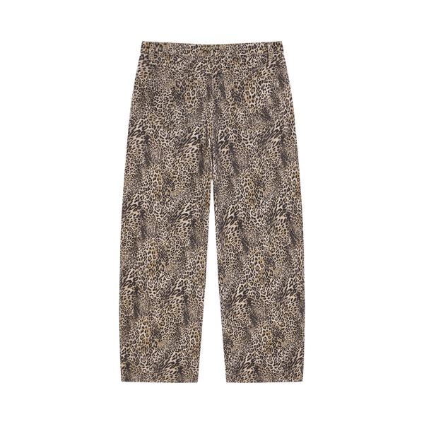 Vintage Wash Leopard Wide Leg Jeans