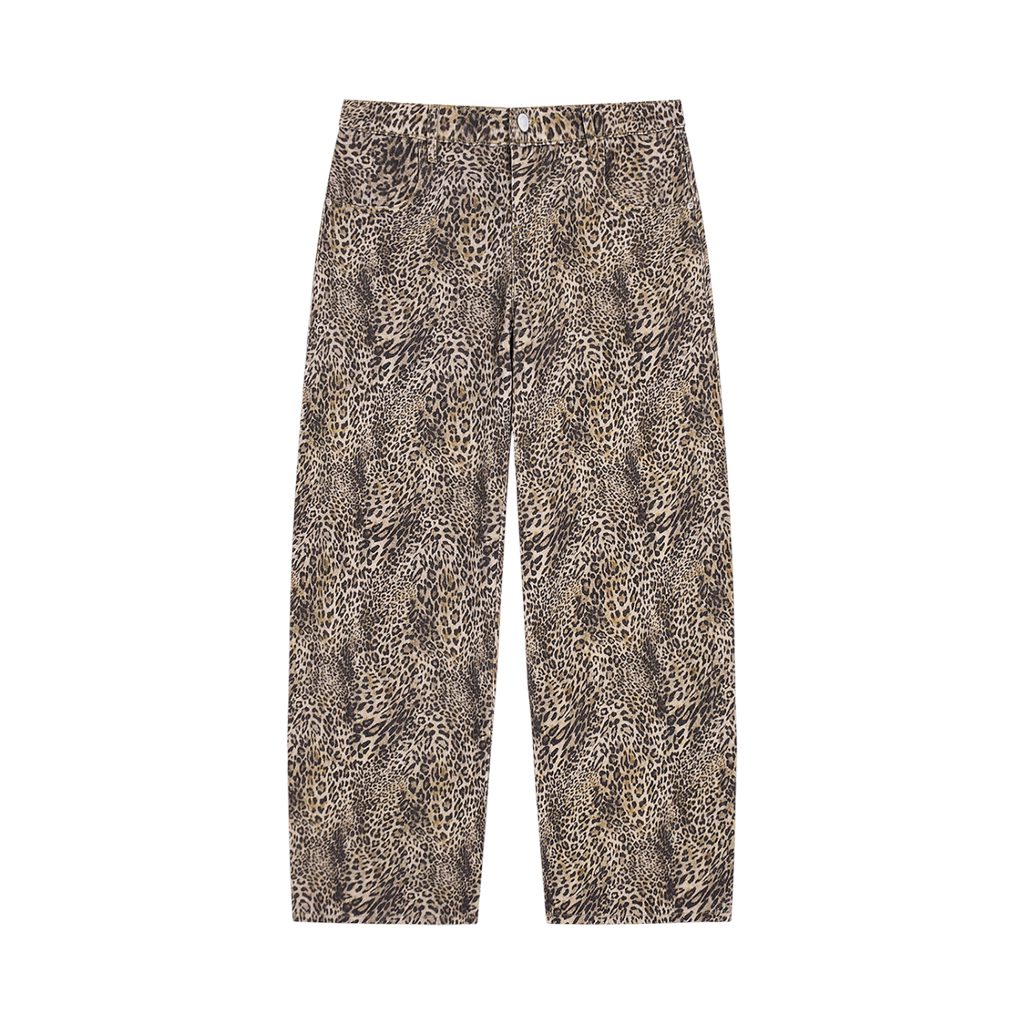 Vintage Wash Leopard Wide Leg Jeans