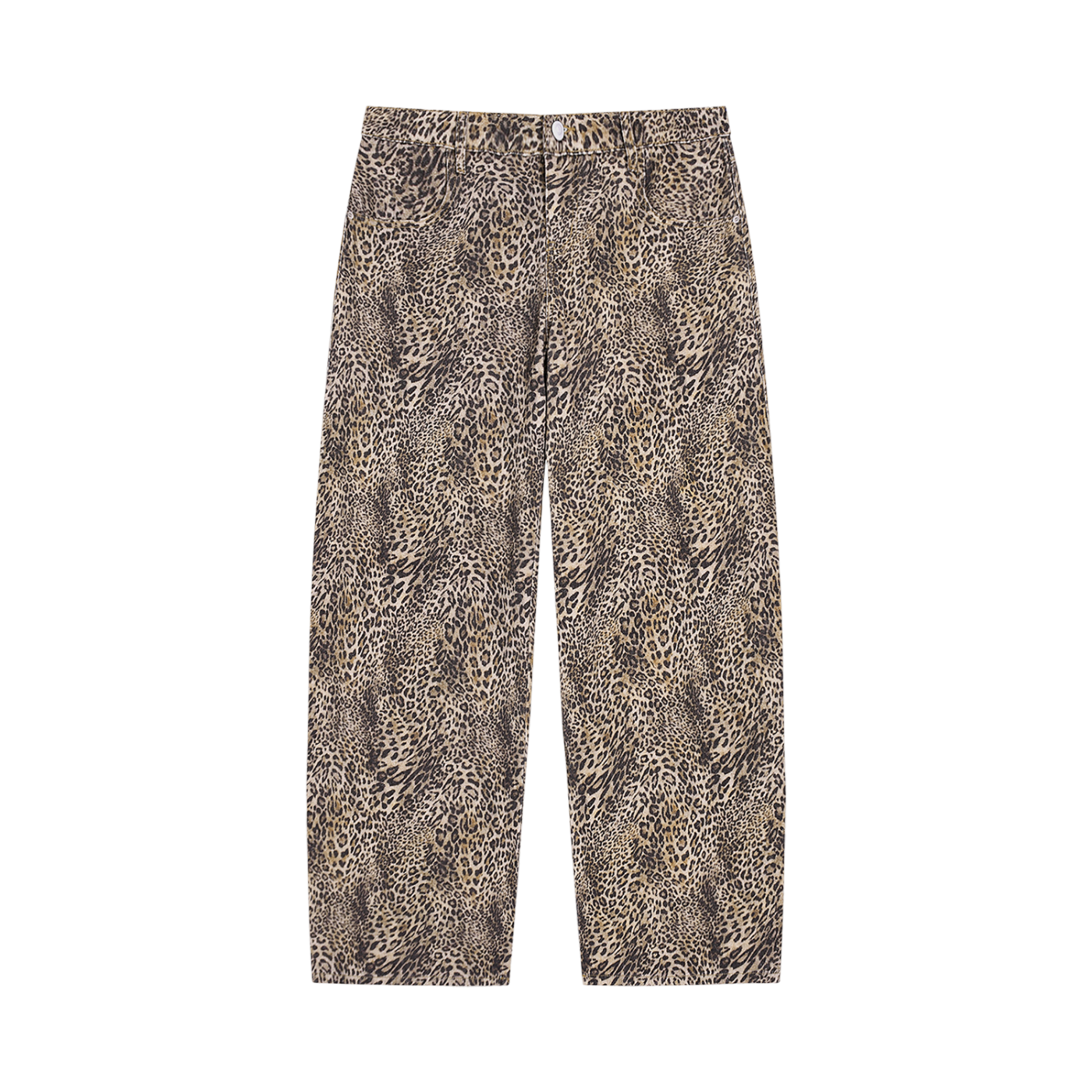 Vintage Wash Leopard Wide Leg Jeans
