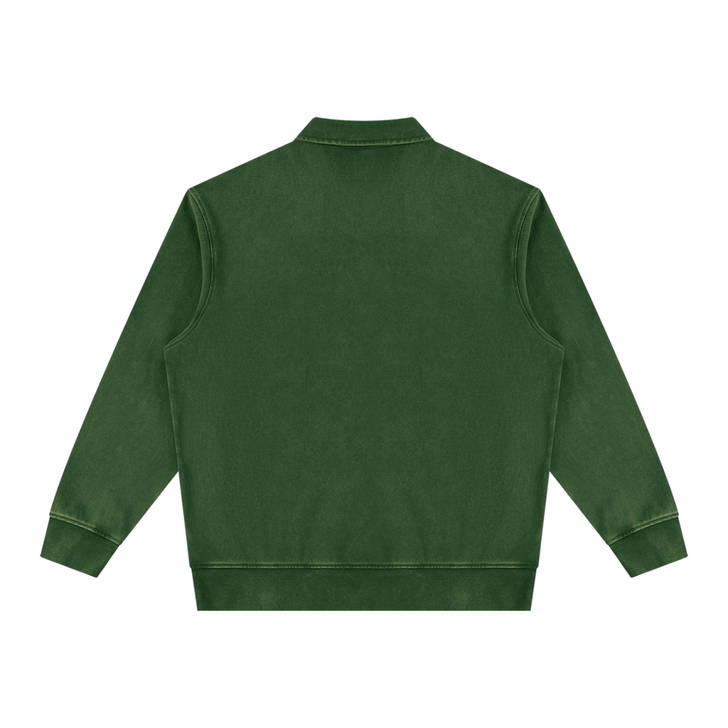 Vintage Wash Quarter-Zip Sweatshirt Faded Forest Green
