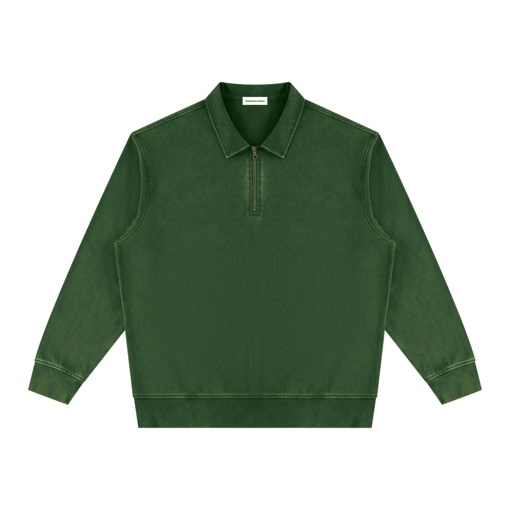 Vintage Wash Quarter-Zip Sweatshirt Faded Forest Green