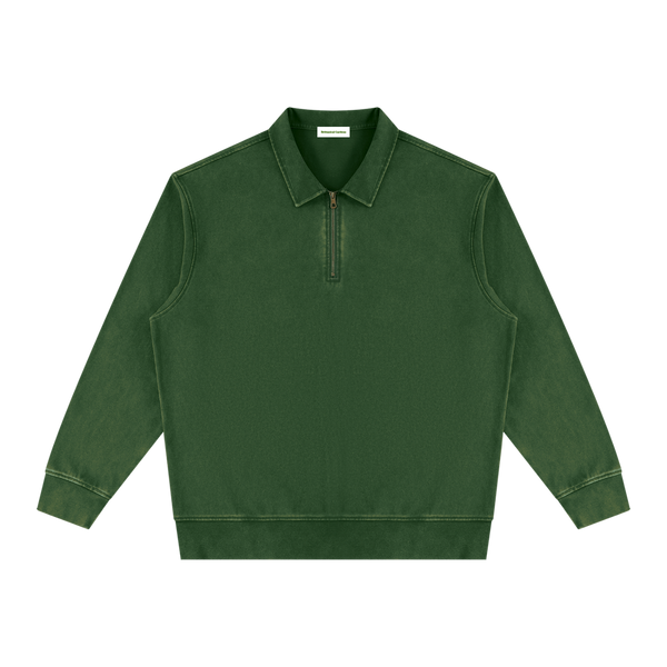 Vintage Wash Quarter-Zip Sweatshirt Faded Forest Green